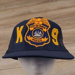 K9 Unit Tampa Bay Police Vintage Navy Gold Embroidered Snapback Hat Cap VTG RARE